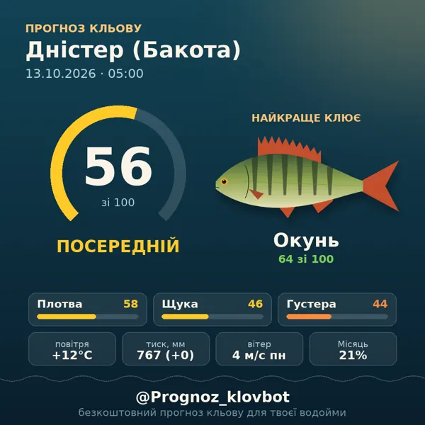 Картинка-прогноз з бота: Дністер (Бакота), індекс 63