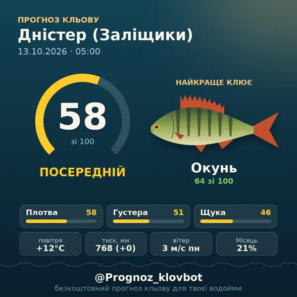 Картинка-прогноз з бота: Дністер (Заліщики), індекс 59