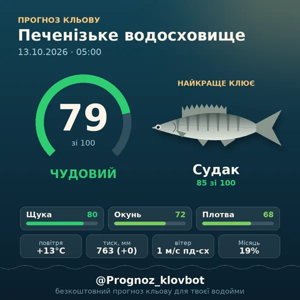 Картинка-прогноз з бота: Печенізьке водосховище, індекс 79