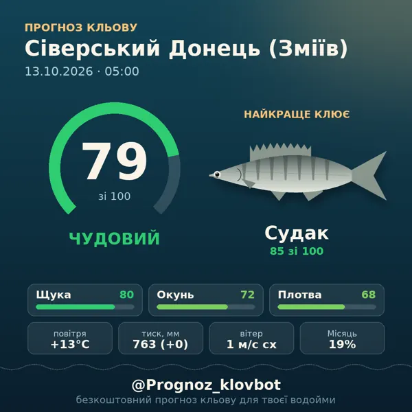 Картинка-прогноз з бота: Сіверський Донець (Зміїв), індекс 79