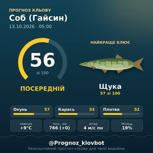 Картинка-прогноз з бота: Соб (Гайсин), індекс 56