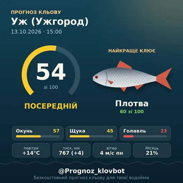 Картинка-прогноз з бота: Уж (Ужгород), індекс 54